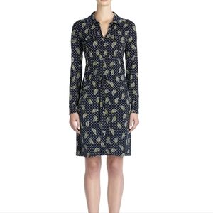 Jones New York signature blue yellow long sleeve dress size M